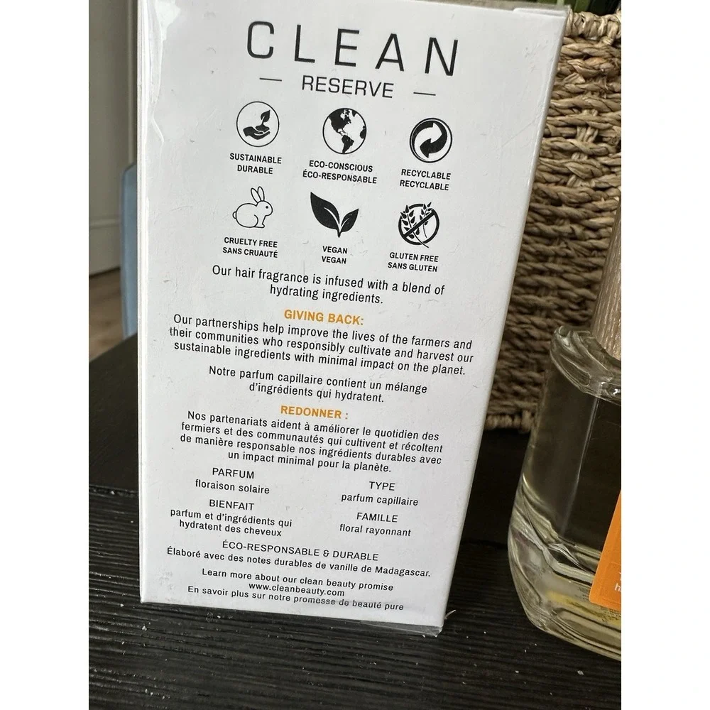 CLEAN Reserve Solar Bloom Hair Fragrance 1.7oz 50mL Spray With Box Vegan